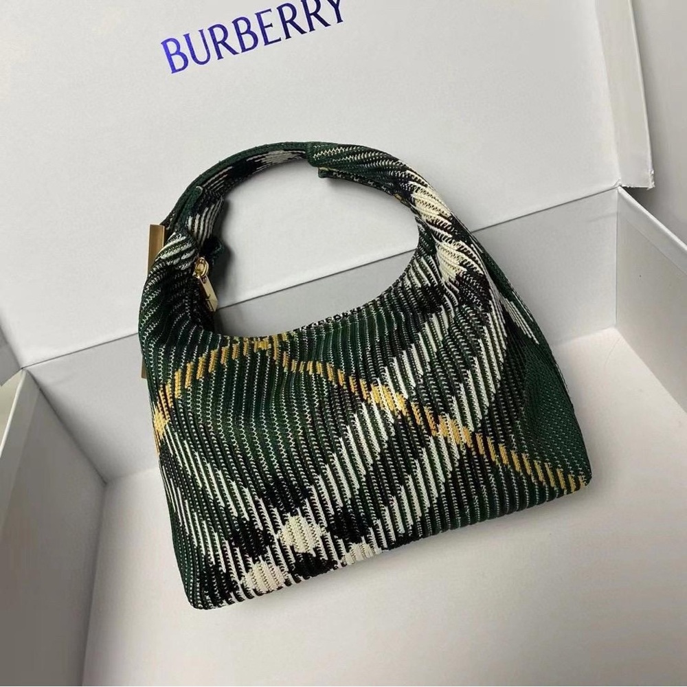 Burberry Plaid Shoulder Bag in Green and Gold